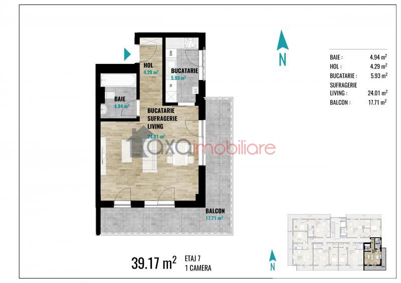 Apartament 1 camere de vanzare in Cluj-Napoca, cartier Calea Turzii